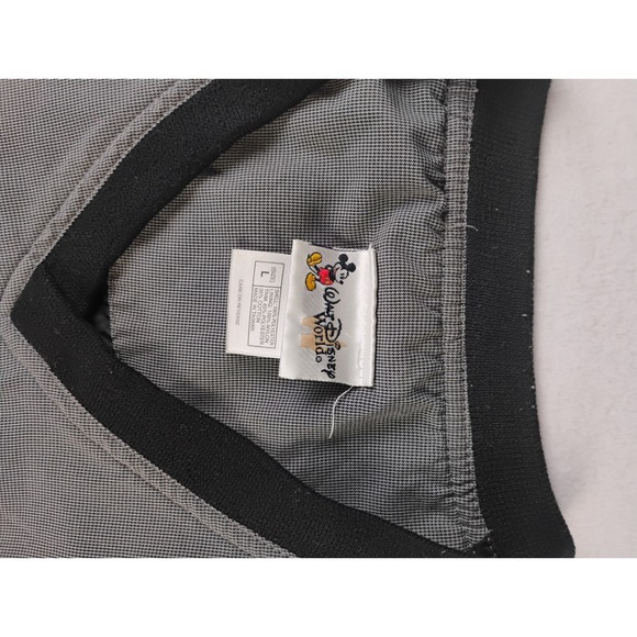 Vintage Disney World Pullover Windbreaker V-Neck Gray Black L Large - Picture 3 of 4